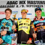 ADAC MX Masters 2018, Gaildorf, Gesamtsiegerehrung beim ADAC MX Youngster Cup v.l.n.r.: Dylan Walsh ( Husqvarna / TEAM DIGA-PROCROSS ), Jett Lawrence ( Suzuki / Team Suzuki Germany ) und Richard Sikyna ( KTM / JD GUNNEX KTM RACING TEAM )